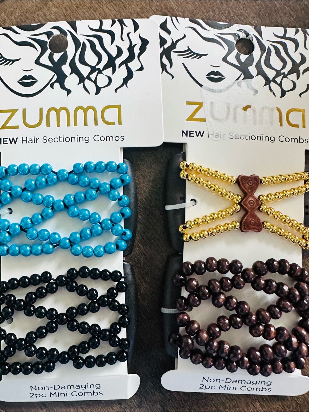 & Other Stories Beaded Hair Combs Set — Turquoise, Black, Gold, Brown